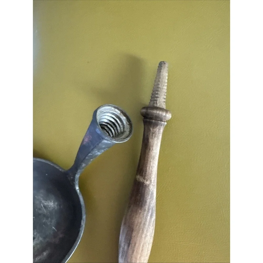 Antique Pewter Soup Ladle Hand Turned Wood Handle 12